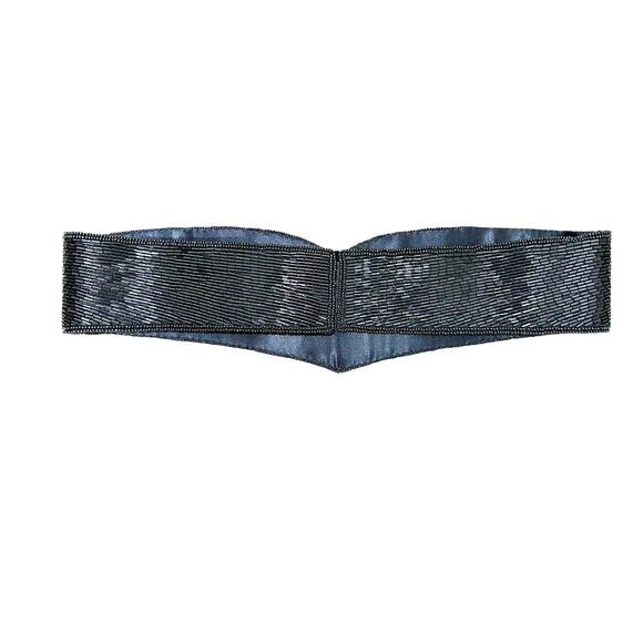 Vintage Saks Fifth Avenue Multicolor Glass Beaded Iridescent Sash Belt Small main image 5